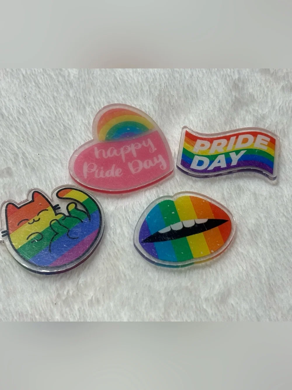 Pride Rainbow Acrylic Flatback Set - Lip, Cat, Heart, Pride Day